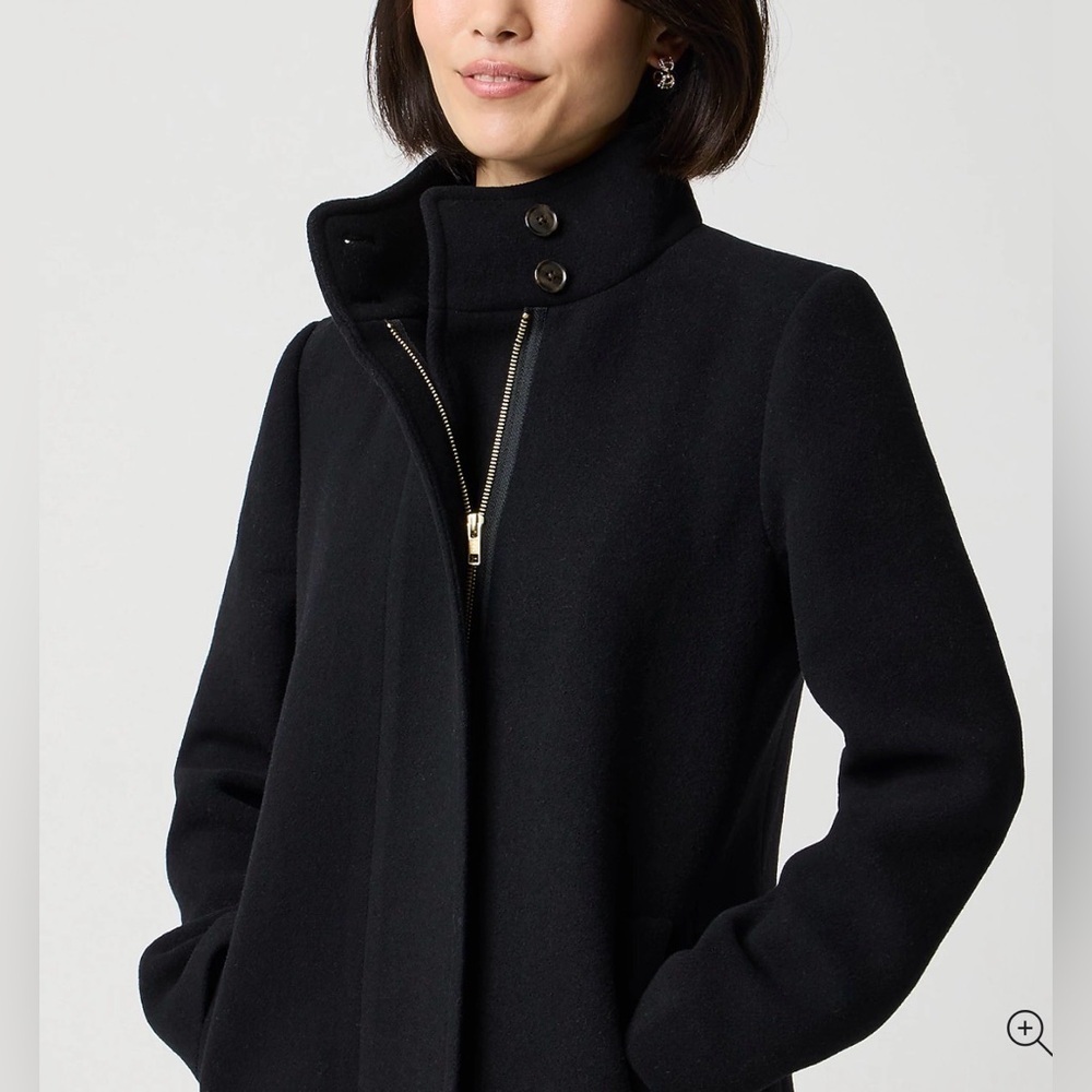 NWT J Crew Petite city coat with button neck size 8P